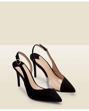 Sosandar Carmen Suede Slingback Court Shoe With Perspex Detail - White