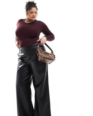 ONLY Faux Leather Wide Leg Trousers - Black