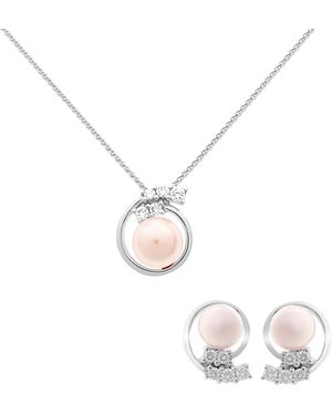 Orphelia 'Alanna' 925 Sterling Set: Chain-Pendant + Earrings - Metallic