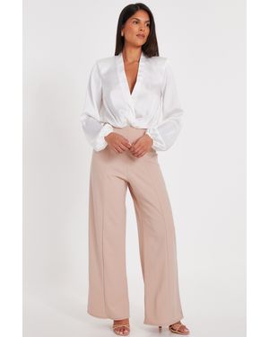 Quiz Button Detail Palazzo Trousers - Multicolour