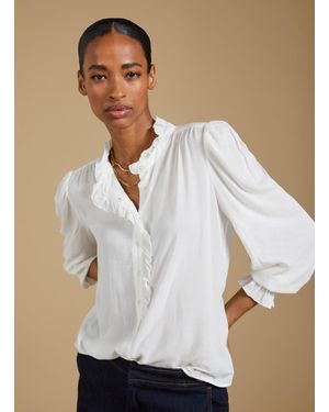 Baukjen Aurora Frill Neck Sheer Blouse - White