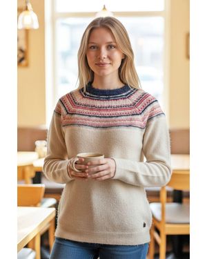 Weird Fish Fairisle Crew Neck Jumper - Natural
