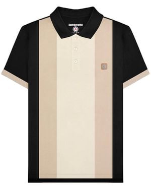 Lambretta Vintage Panelled Polo Shirt Cotton - Black