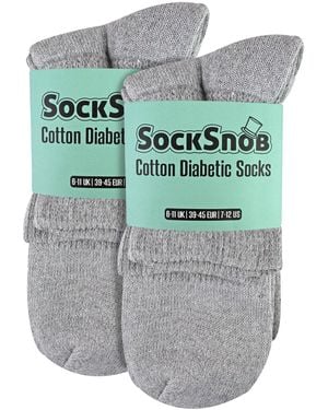 Sock Snob 6 Pack Ankle Diabetic Socks Cotton Rich Breathable Everyday - Grey