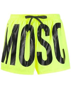 Moschino Brand Print Logo Highlighter Short Swim Shorts - Green