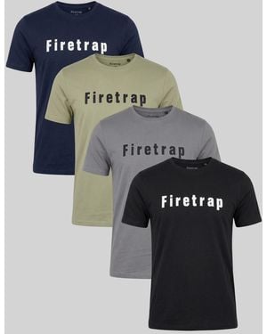 Firetrap Multi 4 Pack Regular Fit Cotton Logo Tees - Blue