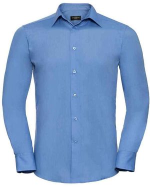 Russell Collection Polycotton Easy-Care Long-Sleeved Formal Shirt (Corporate) - Blue