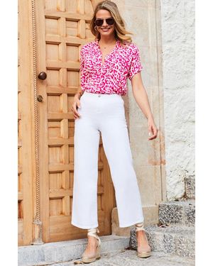 Sosandar Wide Leg Cropped Jeans - Pink