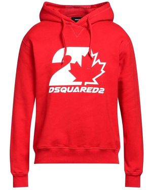 DSquared² Cool Fit Maple Leaf Hoodie Cotton - Red