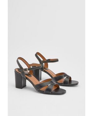 Wallis Sarah Faux Leather Block Heel Open Toe Sandals - Black