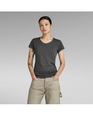 G-Star RAW G-Star Raw Overdyed Eyben Slim V-Neck Top 2.0 - Metallic