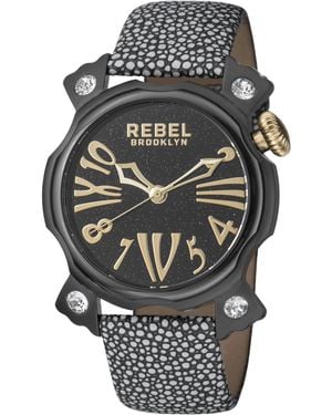 Rebel Coney Island Dial Graphite Leather Watch - Grey