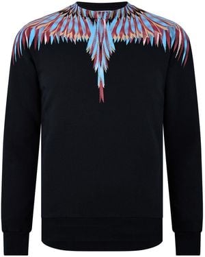Marcelo Burlon Regular Fit Long Sleeve Crew Neck Jumper - Blue