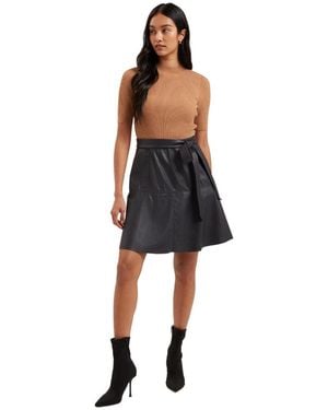 Ted Baker Olivia Knit Bodice Faux Leather Skirt Dress - Black