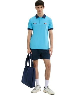 Ellesse Lessepsia Logo Cotton Polo Shirt - Blue