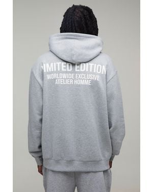 BoohooMAN Tall Oversized Limited Edition Over The Head Hoodie - Grey
