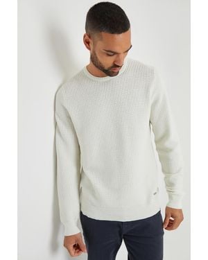 Threadbare Crochet Knit Crew Neck Jumper - White