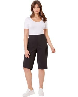 Roman Curve Knee Length Elastic Waist Stretch Shorts - Black