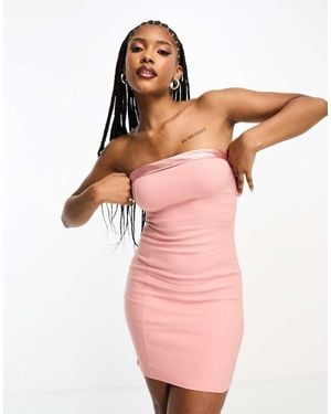 Missy Empire Satin Trim Bandeau Mini Dress - Pink