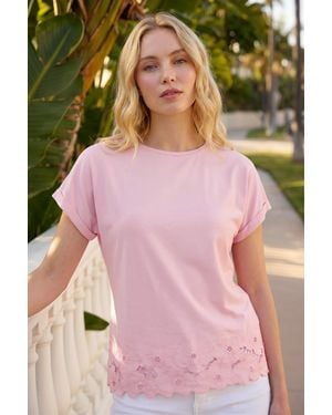Roman Cut Out Hem Stretch Top - Pink