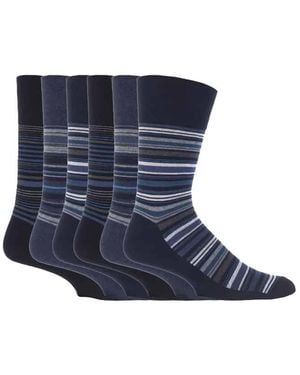 Gentle Grip Socks Bigfoot Honeycomb Top Cotton Rich Pack Of 6 - Blue