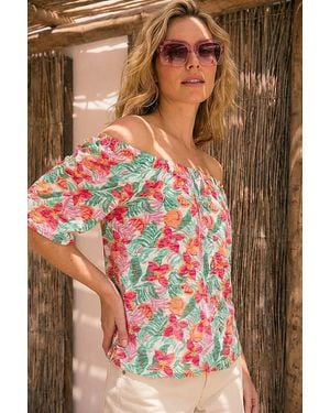 Roman Burnout Print Top - White