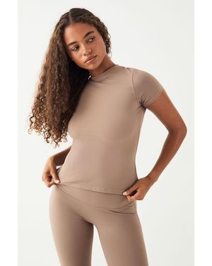 DSGN Studio Sculpt Short Sleeve Top - Brown