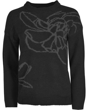 love knitwear Floral Art Crew Neck Jumper - Black