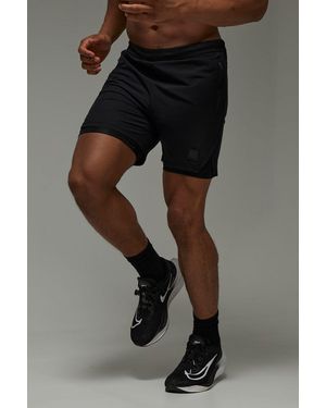 BoohooMAN Man Active Performance Regular Fit 5inch 2-in-1 Shorts - Black
