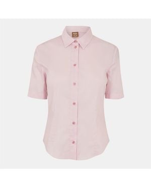 BOSS Collared Neck Shirt Collar Short Sleeve Blouse - Pink