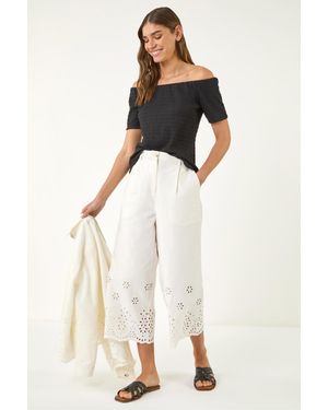 Roman Broderie Cotton Culottes - White