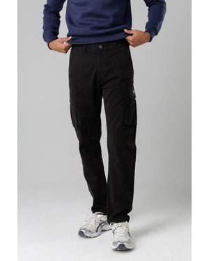 Firetrap Cotton Stretch Utility Cargo Trousers With Oversized Pockets - Black