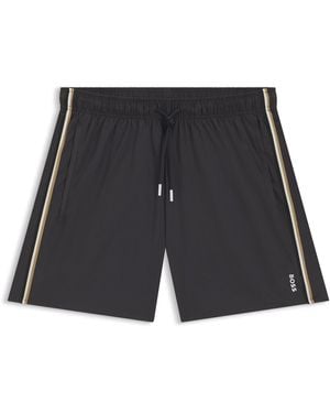 BOSS Solid Patterned Iconic Swim Trunk - Black