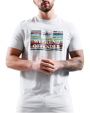 Weekend Offender Spines Graphic T Shirts Short Sleeve Crew Neck Summer Tee - White