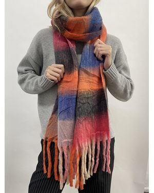 SVNX Soft Chunky Checked Scarf With Tassels - Red