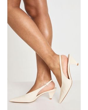 Boohoo Low Heel Slingback Court Shoes - Natural
