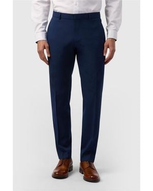 Limehaus Flat Fronted Slim Fit Suit Trousers - Blue