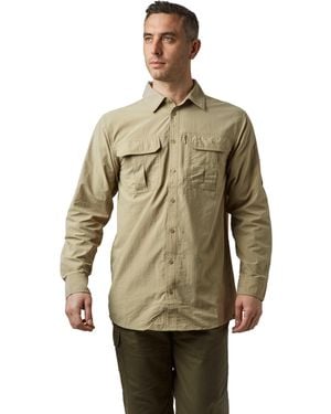 Brasher Long Sleeve Travel Shirt With Solar Collar And Vented Back For Hot Weather - Green