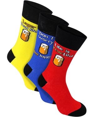 Sock Snob 3 Pairs Novelty Cotton Rich Pun Socks - Red