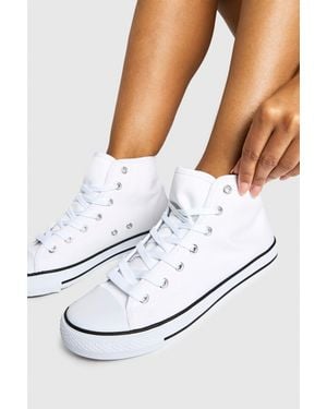 Boohoo Canvas Hi Top Trainers - White