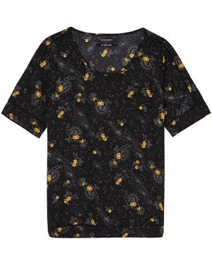 Maison Scotch Silky Feel Printed Ladder Tape Detail Blouse - Black