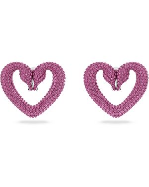 Swarovski 'Una' Base Metal Clip Earrings - Purple