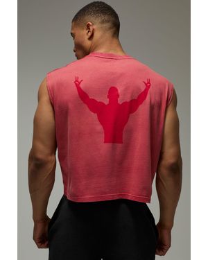 BoohooMAN One More Rep Washed Oversized Boxy Tank - Red