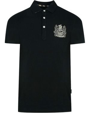 Aquascutum Aldis Crest Chest Logo Polo Shirt Cotton - Black