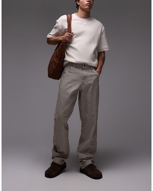Dickies Garyville Regular Fit Hickory Stripe Trousers - Grey