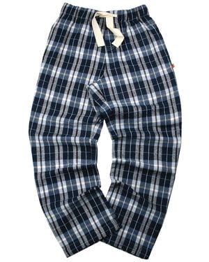 Mini Vanilla Check Brushed Cotton Lounge Trousers - Blue