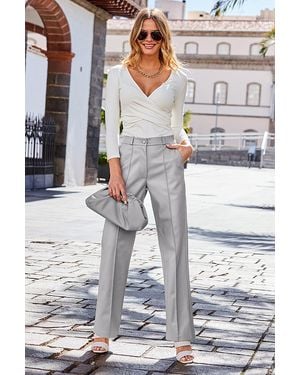 Sosandar Faux Leather Wide Leg Trousers - White
