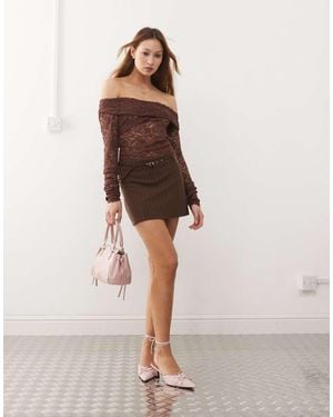 Motel Kaimar Pinstripe Mini Skirt - Natural