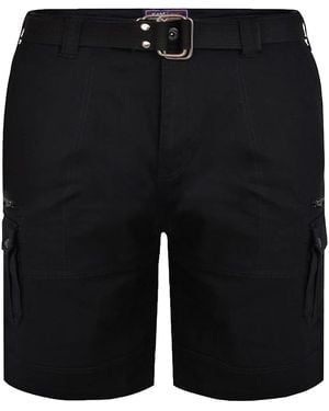 KAM Jeanswear Kam Cargo Combat Shorts With Belt - Black