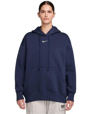 Nike Oversized Hoodie Met Capuchon Van Phoenix-Fleece Voor (Middernacht Marine) - Blauw